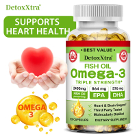DetoxXtra Omega-3 Fish Oil Health Supplement (Natural Ingredients) Supports Brain, Heart, Eyes, Join