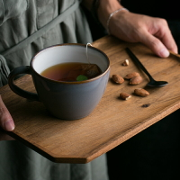 朵頤日式實木相思木托盤茶盤原木餐盤點心盤茶杯托盤小茶盤茶杯盤1入