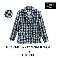 BLAZER MOTIF HS Tartan  BY J-THREE BAHAN  WOOL TWEED