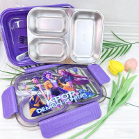 KPop Demon Hunter Bento Box Cartoon Lunch Box 4-plate Meal Plate Kindergarten Meal Set Plate H5V1