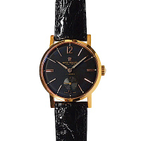 REVUE THOMMEN 梭曼錶 復古典雅小秒針紳士機械腕錶 黑面x鱷魚皮帶/37mm (17082.3567)
