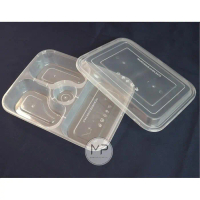 Thinwall Mika Food Box Bento Kotak Makanan Plastik Nasi Sekat 4 Oth 2 Fb-2 -25Pcs Pasti Ori