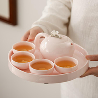 茶壺 粉色手捏花茶壺茶杯功夫茶具套裝小型家用日式陶瓷羊脂玉白瓷蓋碗 遇見生活
