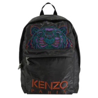 【KENZO】經典大刺繡虎頭LOGO厚尼龍手提旅用包後背包(灰 大款)