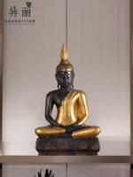 泰國實木木雕佛像擺件禪意東南亞客廳桌面裝飾品泰式佛祖釋迦牟尼
