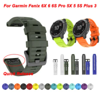 26 20 22mm Silicone Sport Watchband Strap for Garmin Fenix 6X 6 6S Pro 7X 7 5X 5 5S 3 3HR Smart Watch Men Quick Release Bracelet