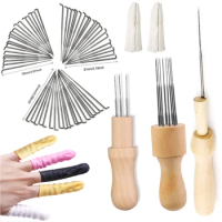 Needle Felting Kit With Wood Handle Needle Felting Tool 3 Sizes 18 Pcs Felting Needles Finger Protector For DIY Sewing