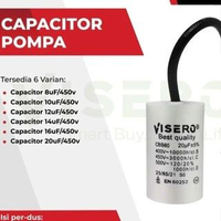Visero Kapasitor Pompa Air CBB60 450V AC Body Bulat Capacitor Pompa Bulat 16uF