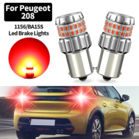 2pcs Red LED Brake Light Blub Lamp P21W BA15S 1156 Canbus For Peugeot 208 Year 2012 2013 2014 2015 2016