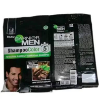 Garnier Men Shampoo Hair Colour Hitam Alami 20Ml, Garnier Men Shampoo Hair Colour Cokelat Kehitaman 