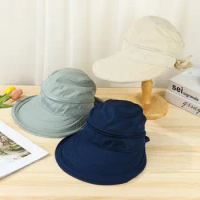 Fashion Polyester Cotton Wide Brim Sun Hat Foldable Women Ladies Summer Sun Hat Anti-UV Outdoor Cap Visor Beach Hat