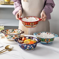 雙耳湯碗大號陶瓷吃面碗家用高檔泡面碗創意拌面碗高顏值防燙餐具