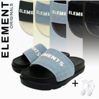 Dép quai ngang ELements Classic Denim unisex chữ thêu - Dép Elements vải jean chữ thêu nam nữ - Elem