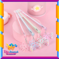 TAT Pulpen Lucu Aesthetic Pena Gantungan Botol Bunga Fancy Pen Pena Gel Bolpen Unik warna pastel cut