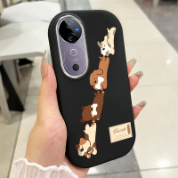 เคสสำหรับ VIVO V40 5G V40 Pro 5G เคสโทรศัพท์แมวสุนัขกันกระแทกกลมและอ้วน