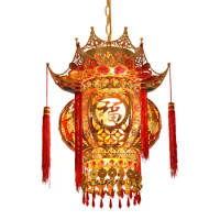 The entrance of the red Spring Festival wedding crystal balcony is plugged in with the new lantern housewarming rotating LED cro