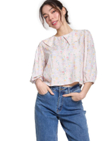 เสื้อเบลาส์ผู้หญิง คอปกแขนพอง Minnie and Daisy Bff Disney สีชมพู