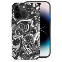 Automobile Spare Parts-Car Engine Piston And Wheels-Petrol Head Fashion Fiber Skin Case Phone Case For Apple Iphone 15 14 13 12