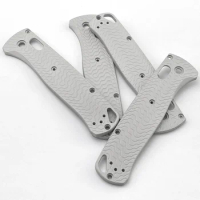 1 Pair Aluminum Alloy Handle Patches Line Pattern for Benchmade Bugout 535 Folding Knife Non-slip DIY Scales Sand Blast Repair