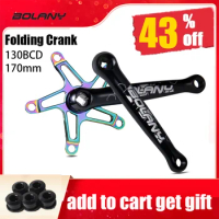 BOLANY Folding Bicycle Crank Chainwheel 130BCD 170mm Ultralight Black Bike Crankset Parts Aluminum Alloy Chainring Accessories