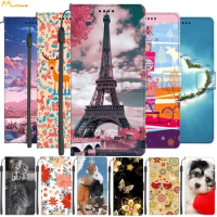 Leather Cases For LG V60 ThinQ Luxury Wallet Flip Cover For LG V50 ThinQ Case LGV30 V30 Plus Phone Bags Cute Wolf Print Fundas