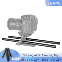 HDRIG 2PCS 350mm/250mm Aluminum Rod Alloy Standard 15mm Rod Pipe M12 End for Dslr Camera 15mm Rods System Camera Rail Rod Black