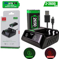 2x2600 mAh Charger for Xbox Controller Battery Rechargeable Gamepads Battery for Xbox One/One S/One X/One Elite Controllers