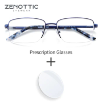 ZENOTTIC Alloy Anti Blue Light Photochromic Prescription Glasses for Men Optical Spectacles Myopia Progressive Eyeglasses