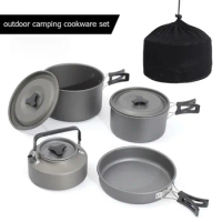 Portable Camping Cooking Set Tourism Picnic Cookware Nature Hike Camping Supplies Teapot Frying Pan Water Cup Easy To Clean