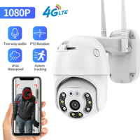 GINCNCN 4G 1080P PTZ Camera Outdoor Wireless GSM SIM Card Security Camera CCTV Surveillance IR Night Vision Human Detect