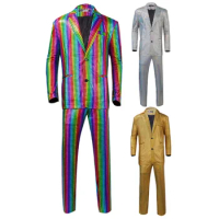 Retro 70S 80S Disco Dance Cosplay Fantasia Men Costume Colorful 70S Vintage Suit Coat Pants Male Halloween Carnival Party Cloth