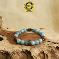 Rizacraft ASIH BRACELET Batu Aquamarine Biru AKIK Asli Alam Natural Kualitas Terbaik