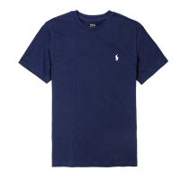 【RALPH LAUREN】RL POLO 經典刺繡小馬素面短袖T恤 上衣-青年款-深藍色(平輸品)