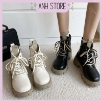 Giày bốt boost thể thao nữ cổ cao cột dây phối màu retro cá tính G050 - Anh Store