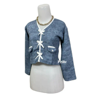 Petitechoice | JANE Top - Long sleeve CROP Knit Stretch Korean Style Kantong Hidup Wanita Knitwear P