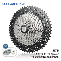 Sunshine Mountain Bike 8 9 10 11 12 Speed Velocidade Bicycle Cassette MTB Freewheel Sprocket 36T 40T 42T 46T 50T 52T for SHIMANO