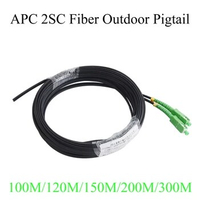 APC 2SC Fiber Optic Pigtail 2-Core Optical Wire Outdoor Single-mode Simplex Patch Cord Cable 100M/120M/150M/200M/300M