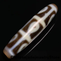 Tibetan Buddhism Tantra Old Agate DZI Beads 9 Eye Totem Amulet Pendant GZI 47 × 11