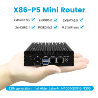Topton X86 P5 Super Mini PC12th Gen Intel i3 N305 N100 DDR5 Firewall PC 2x i226-V 2.5G LAN Fanless Mini Router Proxmox Server