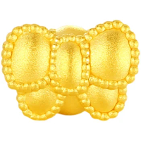 Pure 24K Yellow Gold Bracelet Women 999 Gold 3D Hard Gold Bow Bracelet