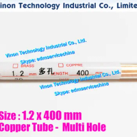 (100PCS/LOT) 1.2x400mm Copper Tube Multihole, Copper EDM Tubing Electrode MultiChannel Dia. 1.2mm Long 400mm for Superdrill EDM