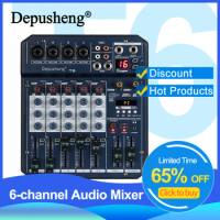 Sound Table Depusheng T6 Audio Mixer 6-Channel Sound Card Processor 16DSP Sound Controller Interface for PC Recording Streaming
