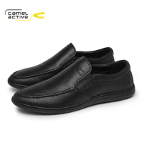 Camel Active Men Loafers Autumn New Retro Black Breathable Man Genuine Leather Men's Trend Casual Shoes DQ120137
