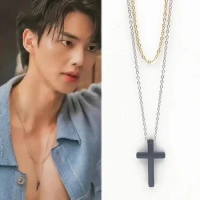 TV Series My Demon Kang Song Cosplay Necklace Unisex Cross Pendant Double Chain Choker Jewelry Prop 