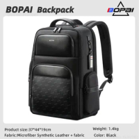 BOPAI New Business Backpack For Men Large Capacity Travel Fashion Microfiber Synthetic Leather Backpack Men's Computer Backpack