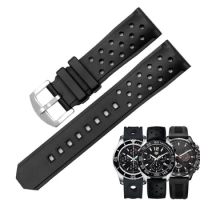 22mm Silicone black watch strap for TAG Heuer CARRERA series watchband Sports diving waterproof bracelet