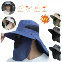 Fishing Sun Hats UV Protection Outdoor Sunshade Fisherman Sunscreen Cap Men Women Hiking Camping Hat Removable Big Eaves Hat
