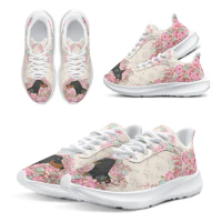 INSTANTARTS Dachshund Women's Shoes Hibiscus Flower Girls Running Shoes Cartoon Dachshund Casual Shoes Dog Lovers Gift Chaussure