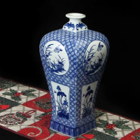New Chinese Style European Antique Qianlong Tetragonal Plum Vase Vase Living Room Porch Antique Frame Home Decoration vase