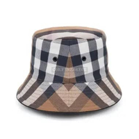 BURBERRY CHECK COTTON CANVAS BUCKET HAT BIRCH BROWN (100% AUTHENTIC)